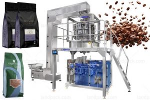 آلة تعبئة حبوب البن الأفقية Doypack مع وزن متعدد الرؤوس Coffee Filling