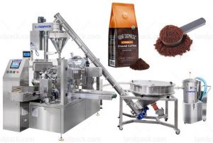 آلة تعبئة مسحوق القهوة الأوتوماتيكية الدوارة، أكياس جاهزة، آلة تعبئة دويباك Coffee Filling