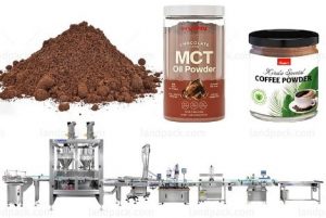 خط تعبئة، سد، ووضع العلامات على زجاجات وعبوات مسحوق القهوة بشكل تلقائي بالكامل Coffee Filling